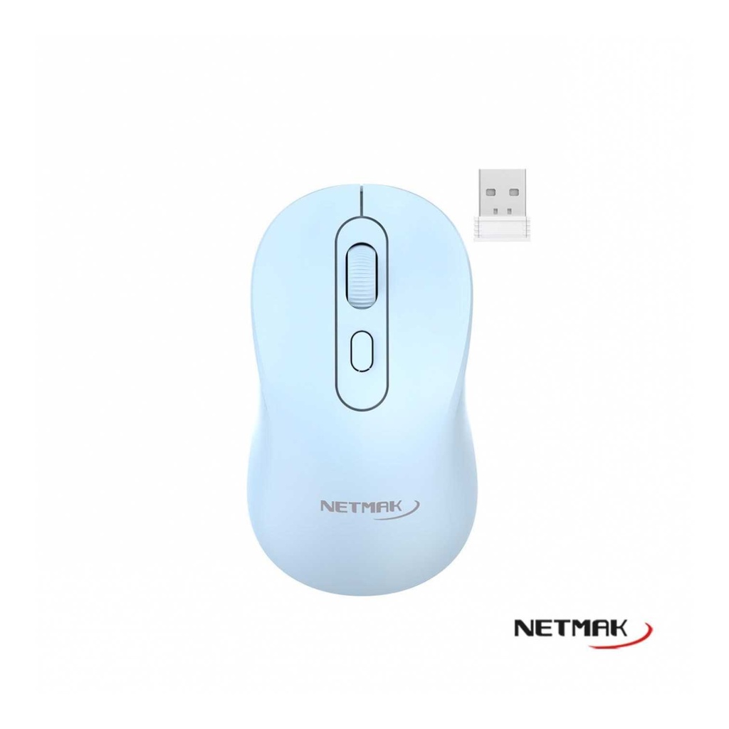 Mouse Netmak Inalámbrico NM-M640 Celeste + BT5.2