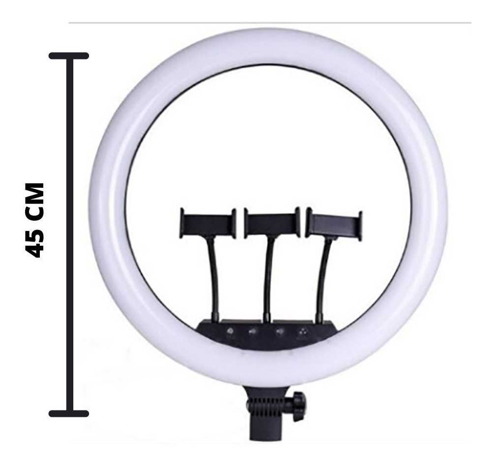 Anillo Selfie 45cm C/Agarre a Trípode C/Soporte Celular Triple