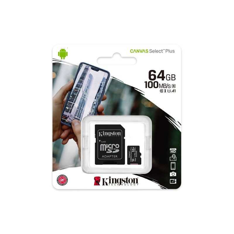 Memoria Micro SD 64GB KINGSTON CLASE 10 100MB/S