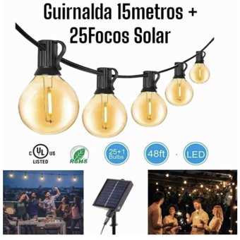 Lámpara Guirnalda Seisa 15M/25 Lámparas/Solar + 1 Repuesto HCP098