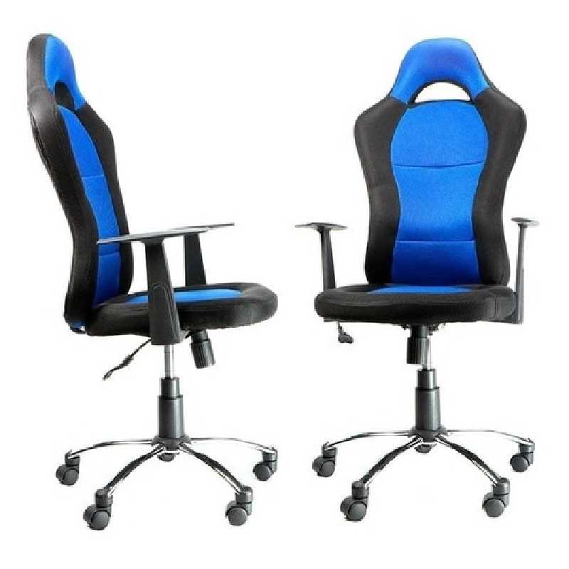 Silla Gamer Drakon Xtech Negro y Azul Respaldo Alto