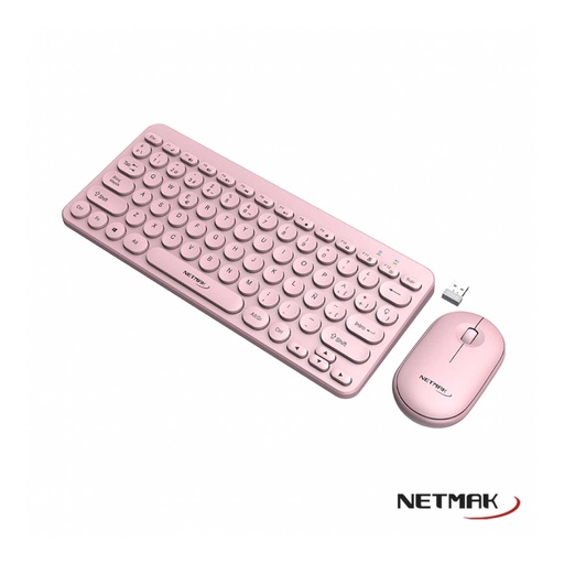 Teclado y Mouse Netmak Inalámbrico KB850 Rosa