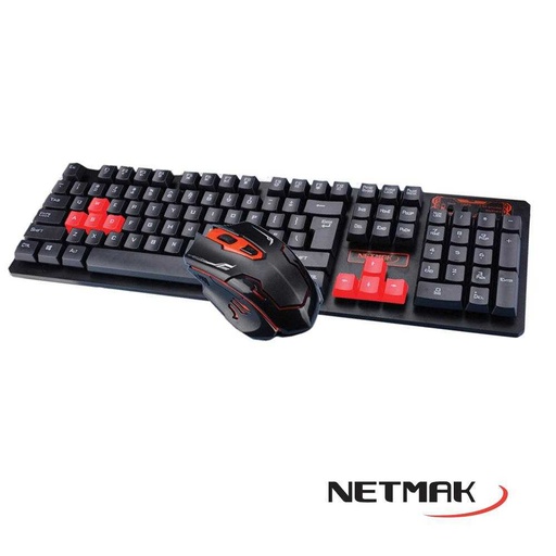 Teclado y Mouse Netmak Inalámbrico Gamer NM-ATTAK