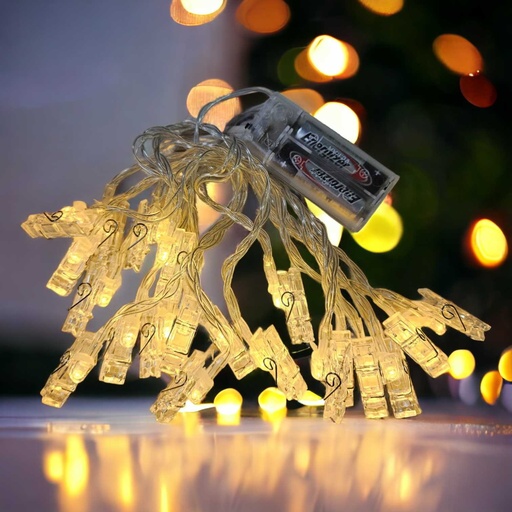 Lámpara Guirnalda Full LI-9020 20 Led Broches Cálido 4.5 a Pilas