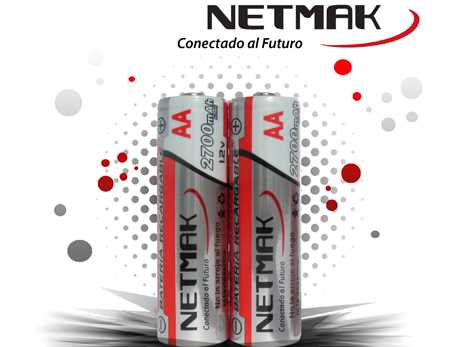 Pila Recargable Netmak AA 2700MAH Blister X2