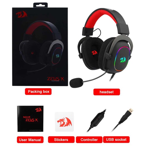 Auricular Redragon H510 ZEUS X RGB Black