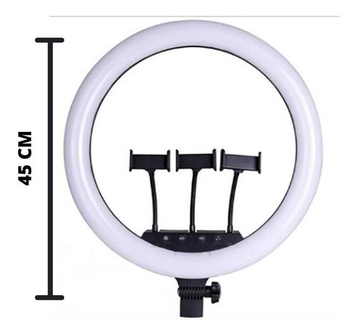 Anillo Selfie 45cm C/Agarre a Trípode C/Soporte Celular Triple