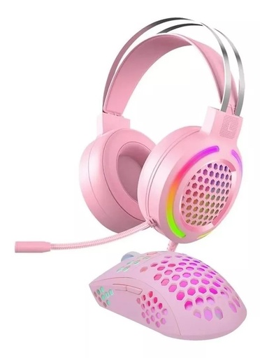Combo Gamer Auricular Y Mouse Luces Led Noga 4201 Color Rosa Color de la luz RGB