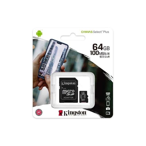 Memoria Micro SD 64GB KINGSTON CLASE 10 100MB/S