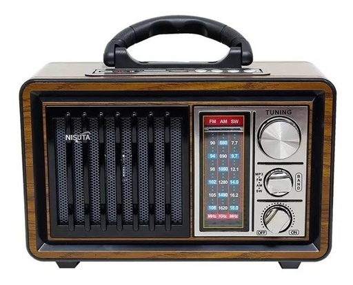 Radio Portátil AM FM Vintage Retro Bluetooth Aux Linterna