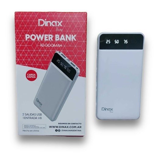 Cargador USB Portátil 10000MAH Dinax 2 Conectores